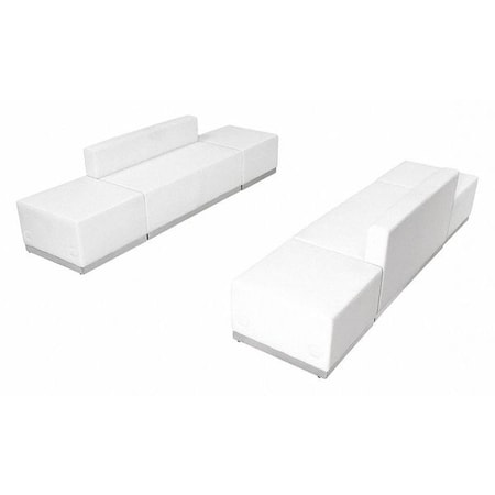 Flash Furniture 6 pcs. Living Room Set, 25-1/4" to 25-1/2" x 27", Upholstery Color: White, Frame Material: Metal ZB-803-700-SET-WH-GG