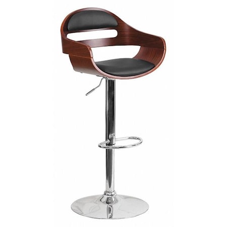 Flash Furniture Wood Barstool, Walnut, Cutout Bk, Black SD-2199-WAL-GG