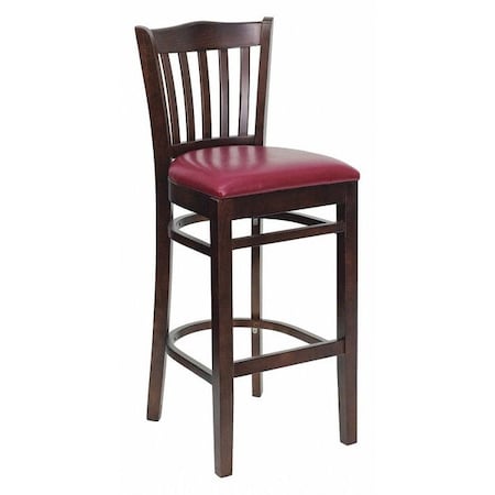 Flash Furniture Wood Barstool, Walnut, Vrtcl Slat Bck, Bur XU-DGW0008BARVRT-WAL-BURV-GG