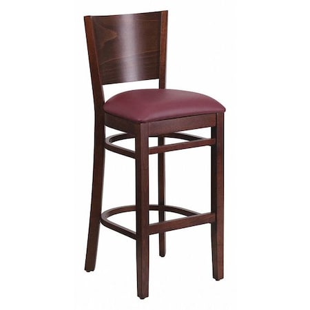 Flash Furniture Wood Barstool, Walnut, Solid Back, Burgund XU-DG-W0094BAR-WAL-BURV-GG