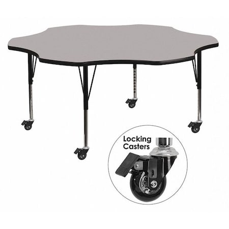 Flash Furniture Flower Activity Table, Laminate, Grey XU-A60-FLR-GY-T-P-CAS-GG