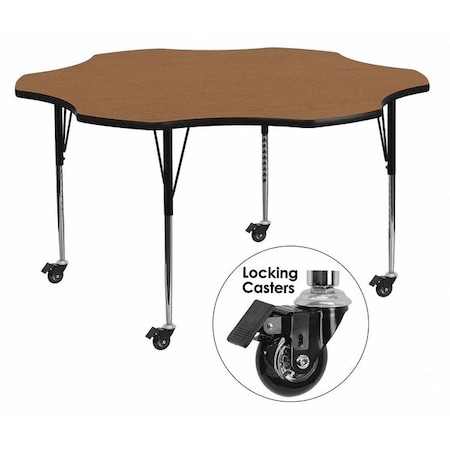 Flash Furniture Flower Activity Table, Laminate, Wood Grain XU-A60-FLR-OAK-T-A-CAS-GG