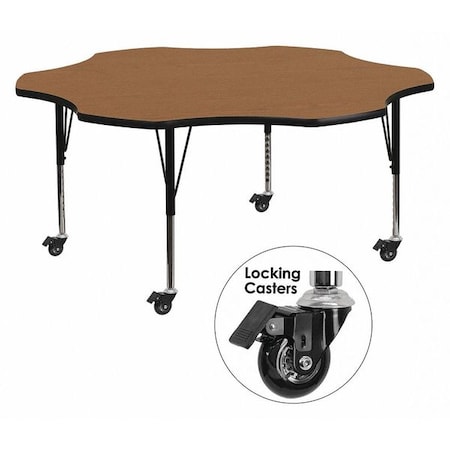 Flash Furniture Flower Activity Table, Laminate, Wood Grain XU-A60-FLR-OAK-T-P-CAS-GG