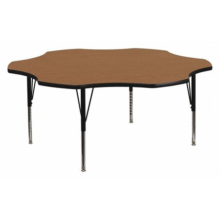 Flash Furniture Flower Activity Table, 60" W, 60" L, 25.125" H, Laminate, Wood Grain XU-A60-FLR-OAK-T-P-GG