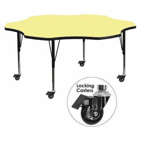 Flash Furniture Flower Activity Table, Laminate, Yellow XU-A60-FLR-YEL-T-P-CAS-GG