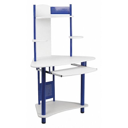 Flash Furniture Computer Desk Corner Computer Desk w/Hutch, Blue, 24" D X 57" H, 39" W X Laminate, Blue and White NAN-JN-2705-BL-GG
