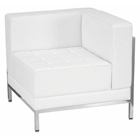 Flash Furniture Hercules Imagination Chair, White Back, 28-1/2 in W 28-1/2" L 27-1/2" H, Leather Seat ZB-IMAG-RIGHT-CORNER-WH-GG