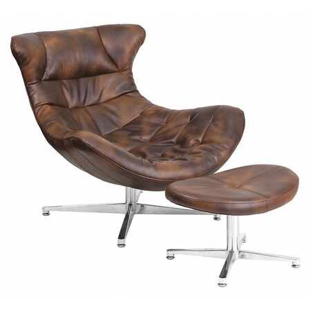 Flash Furniture Cocoon Chair with Ottoman, 44"L32-3/4"H, Integrated Curved, ModernSeries ZB-43-COCOON-GG
