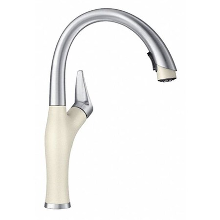 Blanco Artona Pull Down Dual Spray Kitchen Faucet 1.5 GPM - PVD Steel/Biscuit 442273