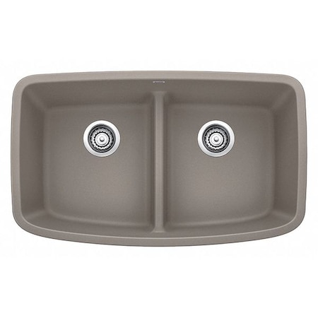 Blanco Valea Silgranit Equal Double Kitchen Sink with Low Divide - Truffle 442197