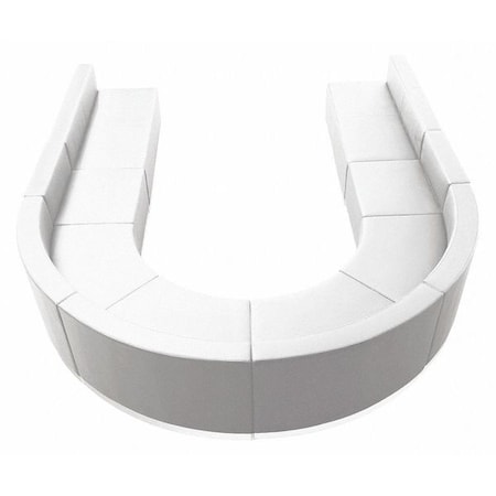Flash Furniture 8 pcs. Living Room Set, 25-1/4" to 129" x 27", Upholstery Color: White, Shape: Concave ZB-803-530-SET-WH-GG