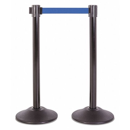 Us Weight Steel Stanchion, Black, 7.5ft, Blue Belt, PR U2102BLU