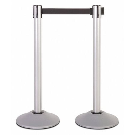 Us Weight Steel Stanchion, Silver, 13ft, Blk Belt, PR U2103EXT