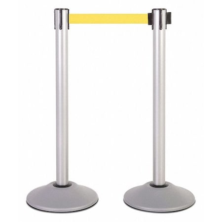 Us Weight Steel Stanchion, Silver, 7.5ft, Yl Belt, PR U2103YEL