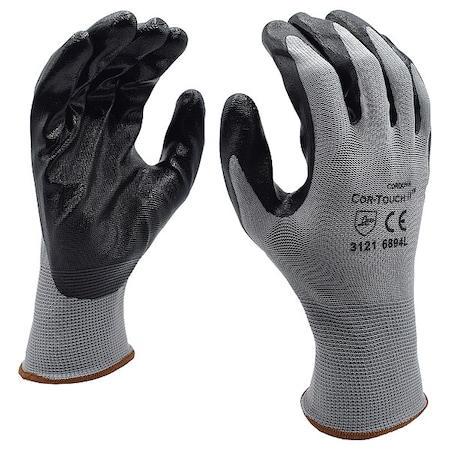 Cor-Touch Ii Coated Gloves, Nitrile, Palm, Not Rated Abrasion Level, Black/Gray, XL 12 PK 6894XL