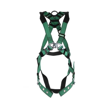 Msa Safety V-FORM Full Body Harness, 2XL, 400 lb., Quick-Connect Chest/ Tongue Leg Straps, Back D-Ring 10197201