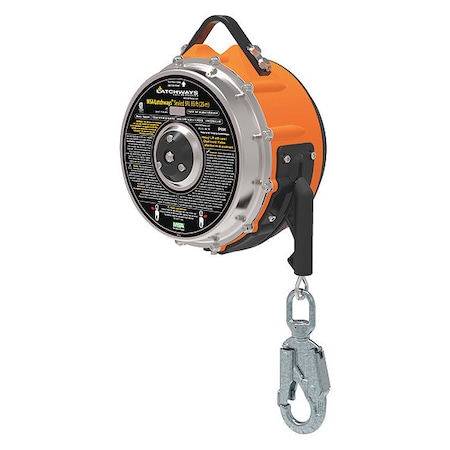 Msa Safety Latchways Sealed Self-Retracting Lanyards Self-Retracting Lifeline, 1 in Length, Snap Hook 62826-00US