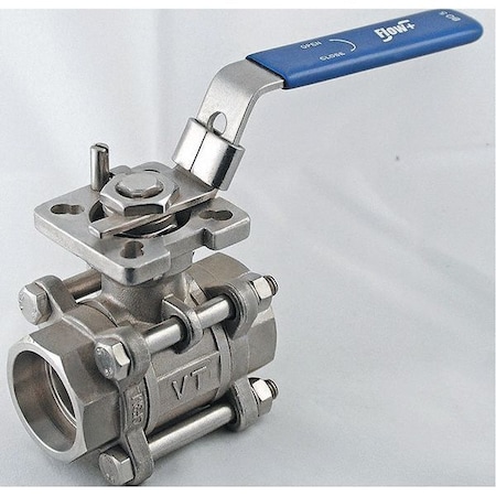 FLOW PLUS Ball Valve, 1", 1000 psi, CF8M, 3 pcs, Handle Type: Vinyl Grip Locking Handle 10B056666RRSE