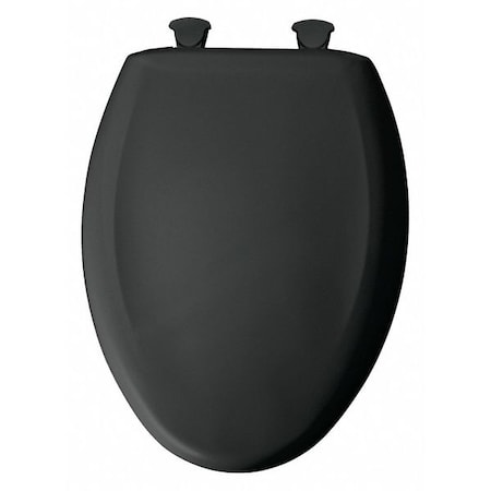 Bemis Toilet Seat With Cover, Plastic, Elongated, Black 1200SLOWT 047