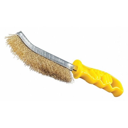 Tanis Brush 9-5/8" SPID Brush, Brass Coated Steel, Shank Handle, Handle Color: Yellow 71420