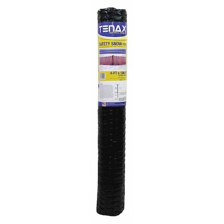 Tenax Safety, SnowFence, 4 FT. x 100 FT. Black, Oval Mesh Size 3.8 in X 1.1 in 90600109