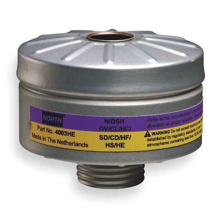 North Combination Cartridge/Filter, OV, AG, HE, Magenta, Yellow, 3 PK, NIOSH 4003HE