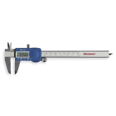 Westward Digital Caliper, 0-6 In, 1.5 In Deep Jaw 1AAU4