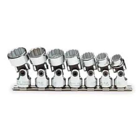 Proto 3/8" Drive Socket Set, SAE, 7pcs, Skt St, Chrm, 3/8-1 1/2 in, 12Pt J52102