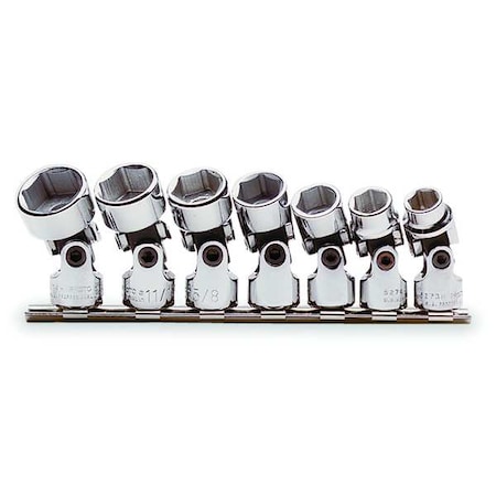 Proto 3/8" Drive Socket Set, SAE, 7pcs, Skt St, Chrm, 12-24 mm, 12Pt J52100