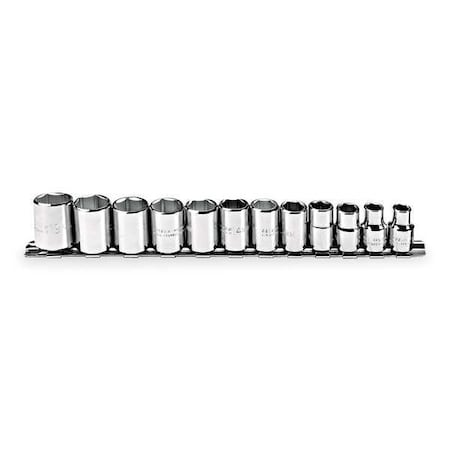 Proto 3/8" Drive Socket Set, Metric, 12pcs, Socket Set, Chrome, 8 mm to 19 mm, 6Pt J52212