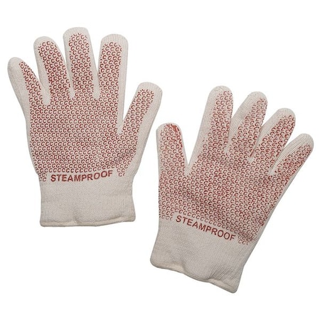 Condor Condor Steam Resistant Gloves, Cotton/Acrylic, 482 Degrees F Max Temp., Knit Cuff White/Rust, 1 PR 1AHE9