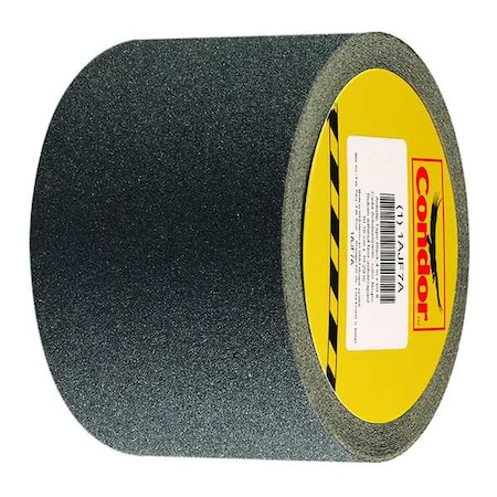 CONDOR Anti-Slip Tape, Very Coarse, 46 Grit Size, Solid, Black, 4 in x 60 ft, 41 mil Thickness, Rubber GRAN13811