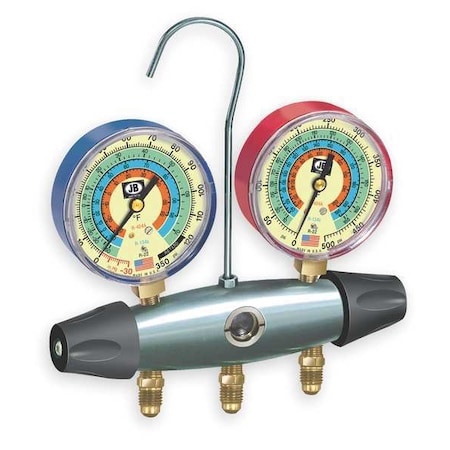 Jb Industries Manifold Gauge, 2-Valve 24078