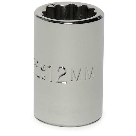 Proto 3/8 in Drive, 12mm Triple Square Metric, Socket, 12 Points, Steel, Chrome, 12 mm J5212M