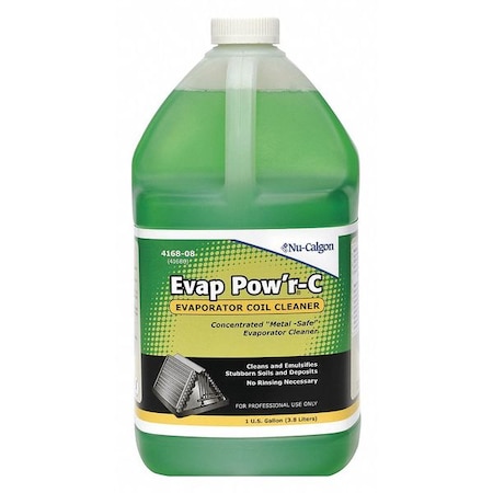 Nu-Calgon Evap Pow'r-C Evaporator Coil Cleaner, Liquid, Green, 1 gal Jug 4168-08