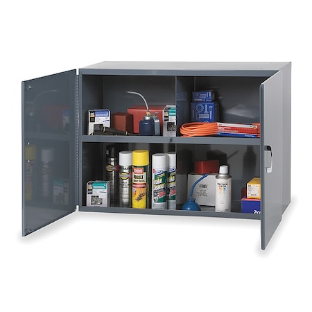 Durham Mfg Shelving Storage Cabinet, 23-7/8 in H, 33-3/4 in W, 12-1/2 in D, Swing, Padlock Hasp, Gray 338-95