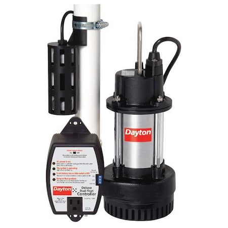 Dayton 1/2 HP 2" F Submersible Sump Pump 120V AC Dual Float 1APP2