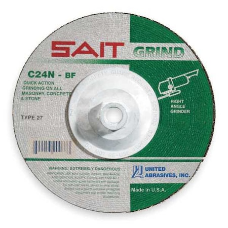 United Abrasives/Sait Depressed Center Grinding Wheel, Type 27, 4