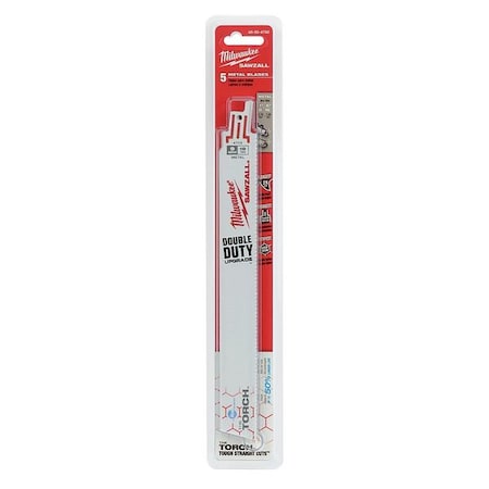 Milwaukee Tool 9" 18TPI Torch Double Duty Upgrade Ice Hardened SAWZALL Blades(5Pk) 48-00-4788