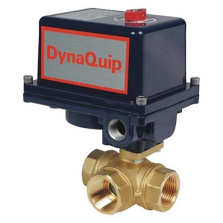 DYNAQUIP CONTROLS 1-1/2" FNPT Brass Electronic Ball Valve 3-Way EYHG7AUE25H