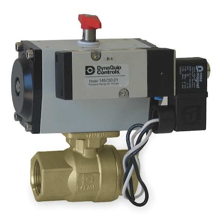 Dynaquip Controls 3" FNPT Brass Pneumatic Ball Valve Inline PHH2AATSR09210A