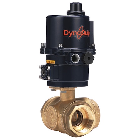 Dynaquip Controls 2" FNPT Brass Electronic Ball Valve 3-Way EYHG8AUE07