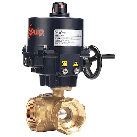 Dynaquip Controls 3" FNPT Brass Electronic Ball Valve 3-Way EYHGAAUE01