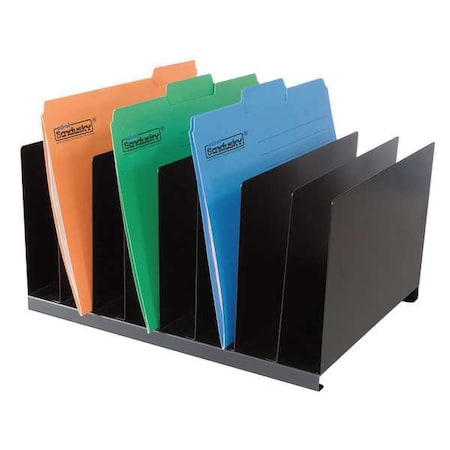 Zoro Select File Holder, Black, Steel, 15 in W, 11 in L, 8 1/8 in H, 8 Number of Compartments 1AYE8