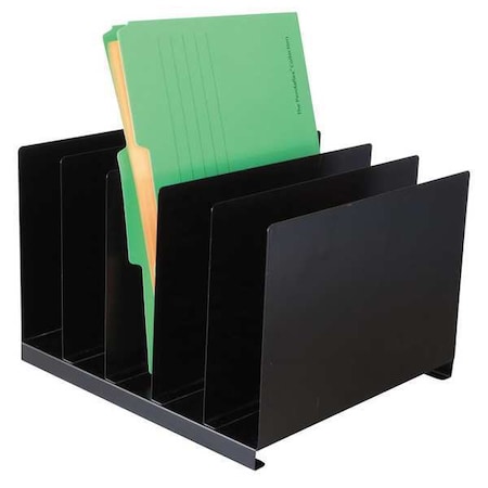 Zoro Select File Holder, Black, Steel, 12 in W, 11 in L, 8 1/8 in H, 5 Number of Compartments 1AYE6