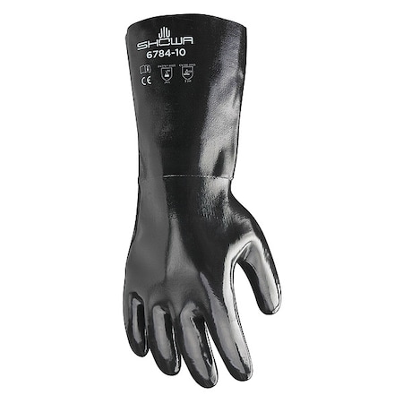 Showa 6784 Chemical Resistant Gloves, Neoprene, 14 in L, 87 mil, Black, L, 1 PR 6784