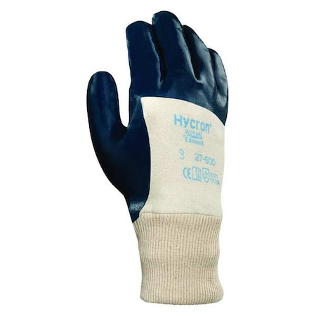 Ansell Coated Gloves, Nitrile, Smooth, 3/4 Dip, 4 Abrasion Level, Blue, 10 1 PR 27-600
