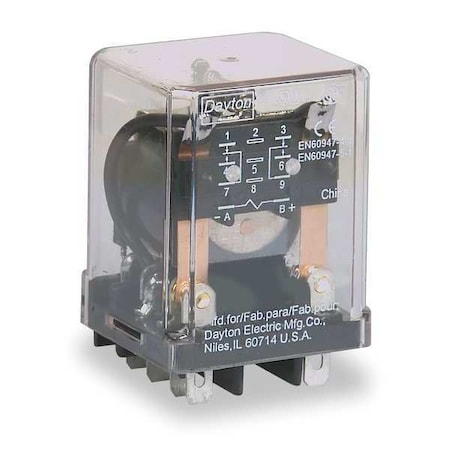 Dayton Plug-In, General Purpose Relay, Square, 10 A, 8 Pins 5YR09