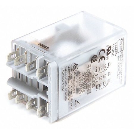 Dayton Plug-In, General Purpose Relay, Square, 10 A, 8 1A486