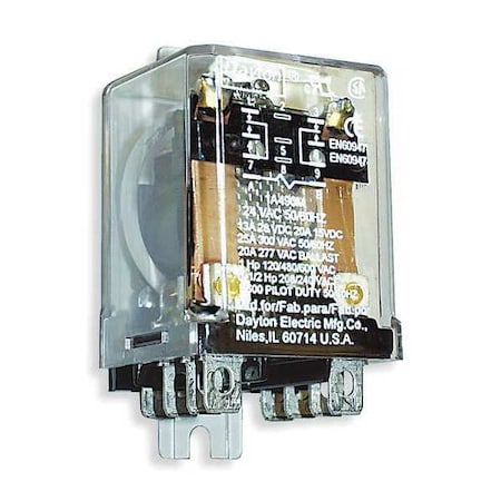 Dayton Side Flange, Enclosed Power Relay, Square, 8, 1/4 in Tab Terminal 1A490